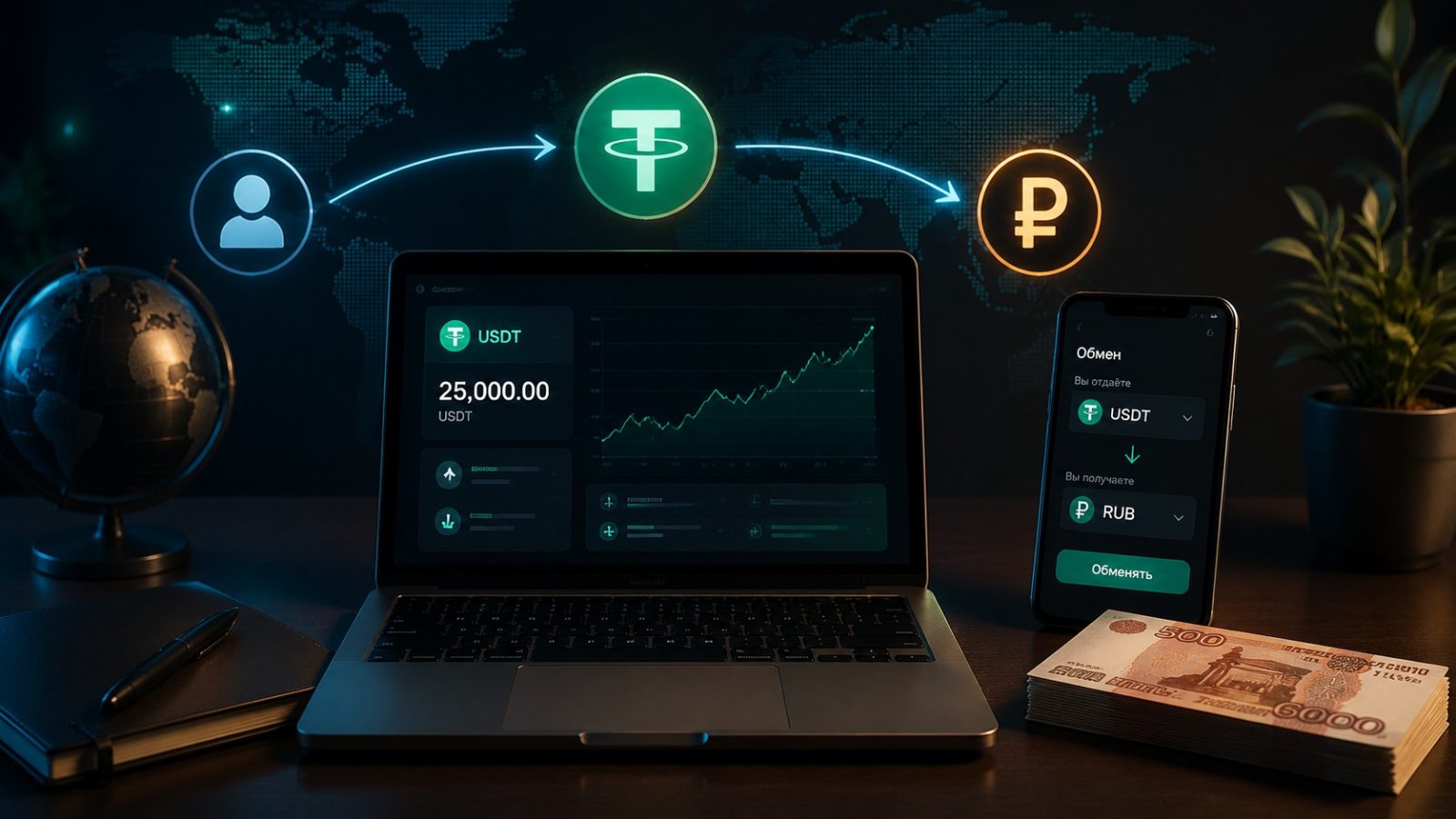 Получать зарплату из-за рубежа в USDT и выводить в рубли